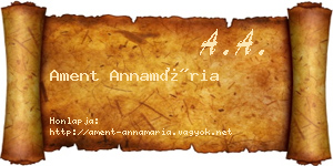 Ament Annamária névjegykártya
